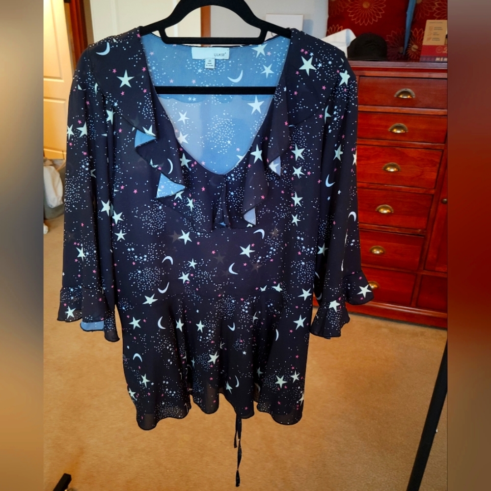 Ruffled V-Neck Peplum Blouse